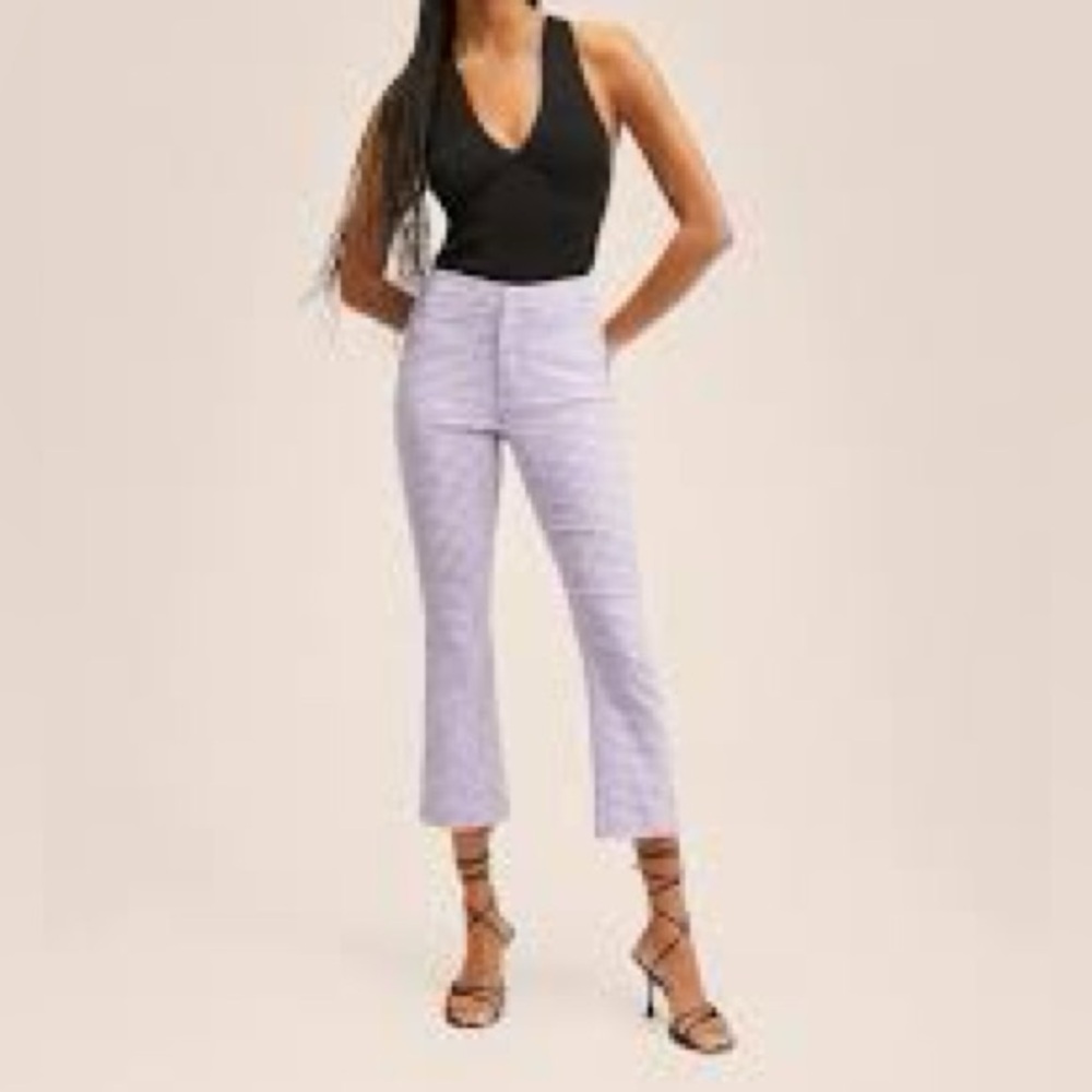 MANGO Gingham Flare Pant